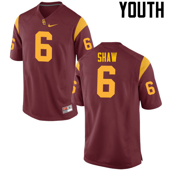 Youth #6 Josh Shaw USC Trojans College Football Jerseys-Red